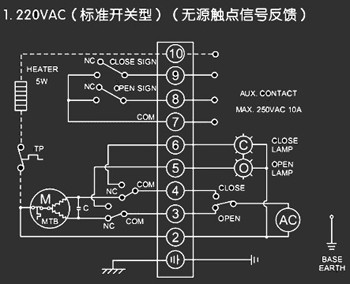 220VAC標(biāo)準(zhǔn)開(kāi)關(guān)型<a href='http://m.txtmm.cn/Product/diefa/diandongdiefa/' target='_blank'>電動(dòng)<a href='http://m.txtmm.cn/Product/diefa/' target='_blank'>蝶閥</a></a>接線圖