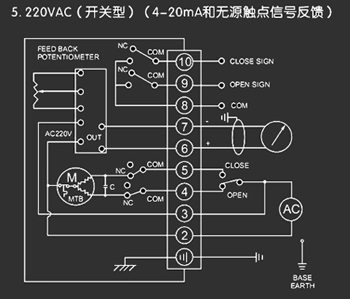 220VAC開(kāi)關(guān)型<a href='http://m.txtmm.cn/Product/diefa/diandongdiefa/' target='_blank'>電動(dòng)<a href='http://m.txtmm.cn/Product/diefa/' target='_blank'>蝶閥</a></a>接線圖